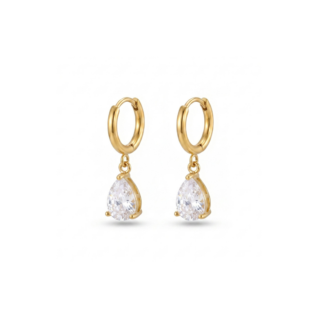 Teardrop Zircon Hoop Earrings