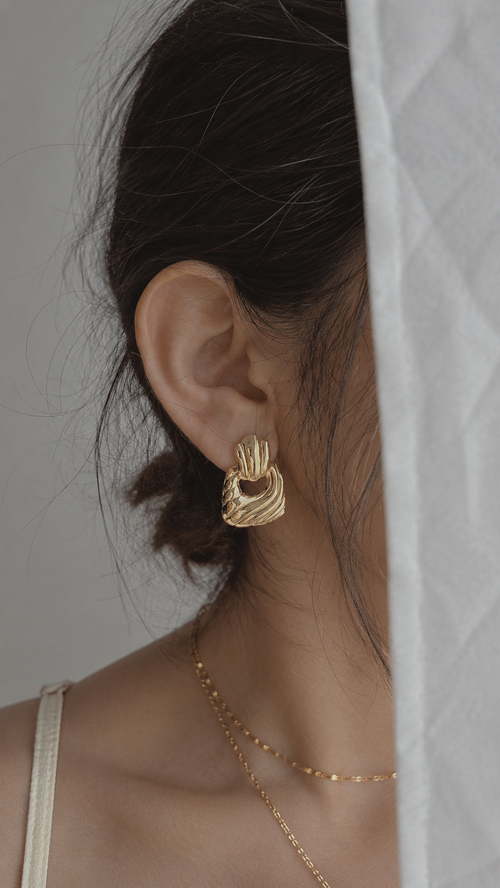 18K Gold Plated Sculptural Statement Earrings